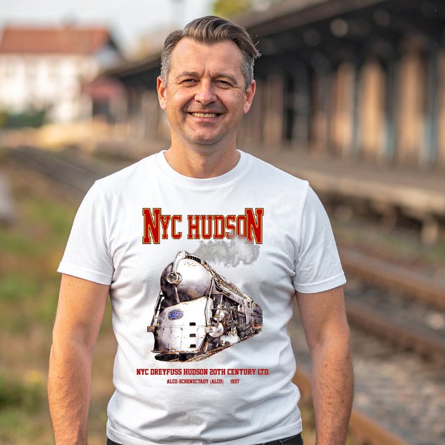 NYC Dreyfuss Hudson Loco. 20th Century Limited T Shirt (NYC Dreyfuss Hudson Locomotive. 20th Century Limited. Mens Basic T-Shirt)