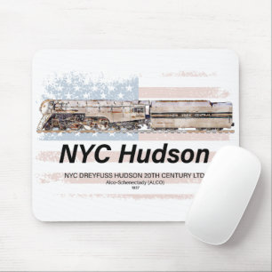 NYC Dreyfuss Hudson-lokomotiv. Amerikansk flagga Musmatta
