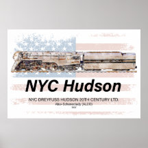 NYC Dreyfuss Hudson-lokomotiv. Amerikansk flagga