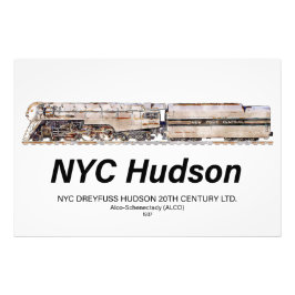NYC Dreyfuss Hudson Steam Locomotive. Profile Fototryck
