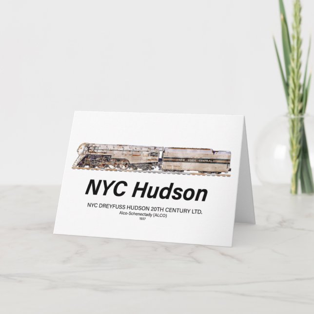 NYC Dreyfuss Hudson Steam Locomotive. Profile Tack Kort (Framsida)