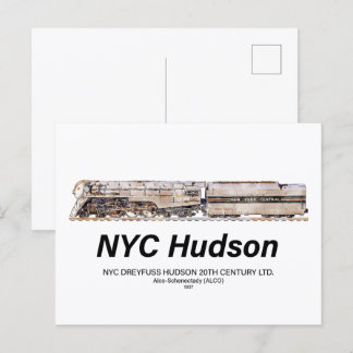 NYC Dreyfuss Hudson Steam Locomotive. Profile Vykort