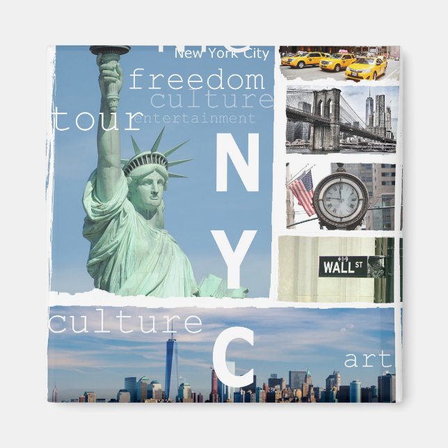 Nyc Elegant Modern New York City Template Square Magnet (Framsidan)