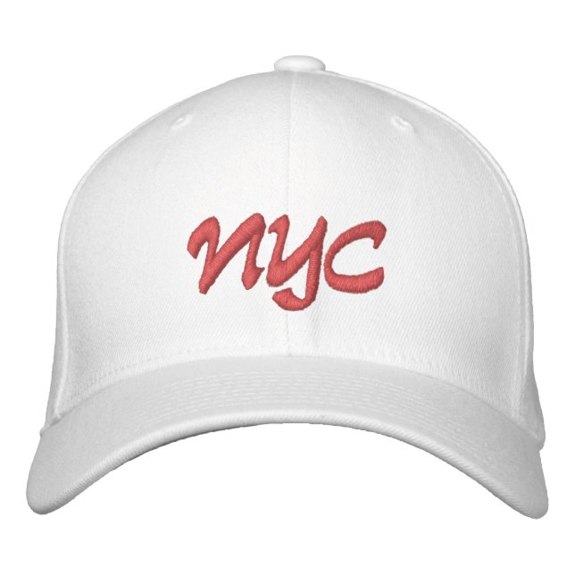 NYC eller DIY Initialer Red on White Broderad Keps (Framsida)