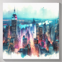 NYC Empire State Building Abstrakt Akvarell