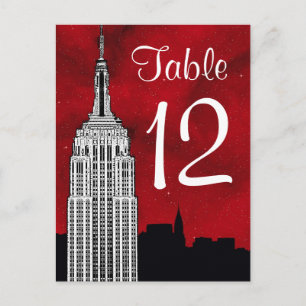 NYC ESB kyline Silhouette Red Starry Bordsnummer