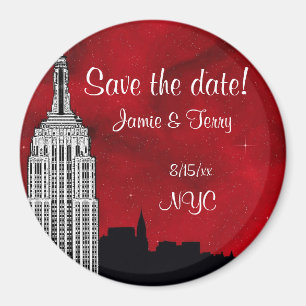 NYC ESB Siluett Röda Stjärnan Spara Datum R Magnet