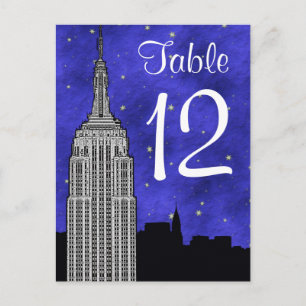 NYC ESB Skyline Silhouette Blu Starry Bordsnummer