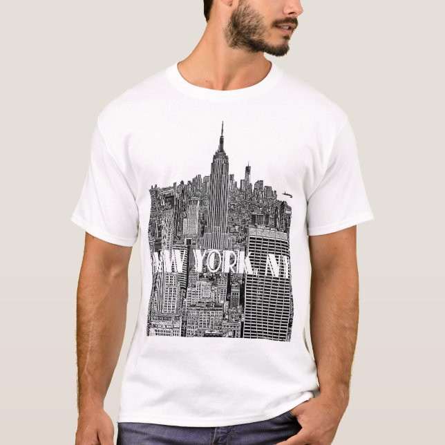NYC etsad Lookhorisont från över Tee Shirt (Framsida)