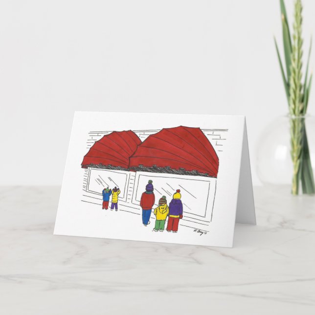 NYC Femte Avenue-fönstret Shopping jul-Helgdag Helgkort (Framsida)