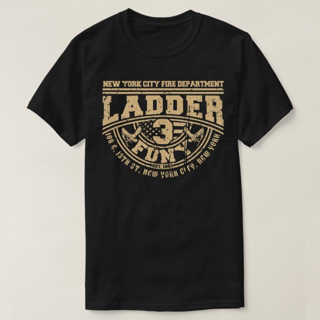 NYC Fire Department Station Ladder 3 New York Fire T Shirt (Design framsida)