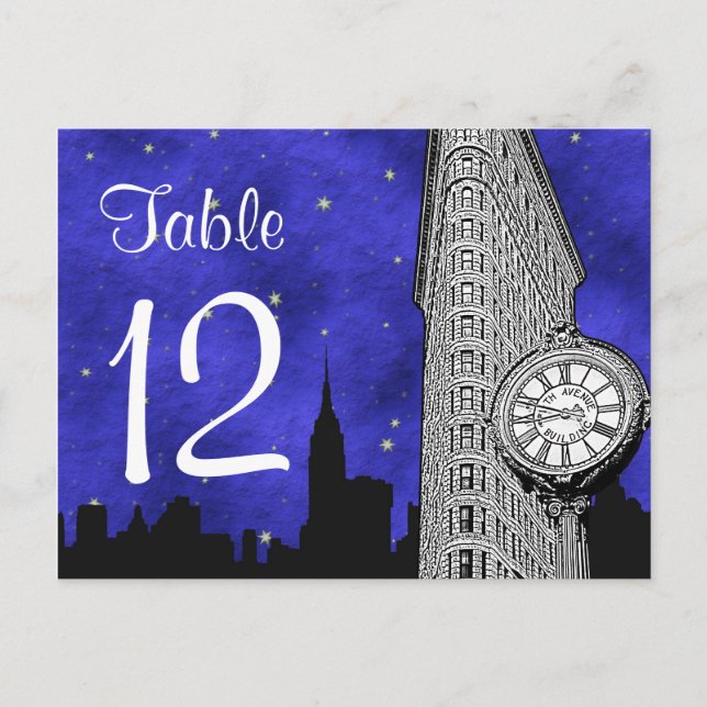 NYC Flatiron Siluett av Skyline Bl S2 Bordnummer Vykort (Framsida)