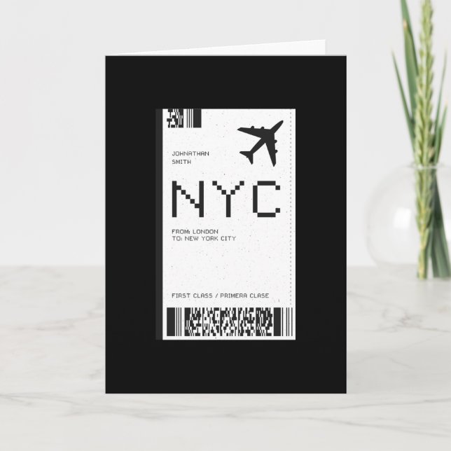 NYC FLYGPLAN BILJETT KORT (Framsida)