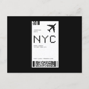 NYC FLYGPLAN BILJETT VYKORT