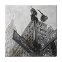 NYC för NYC (Watercolor Broadway Corner Sign Ceram Kakelplatta