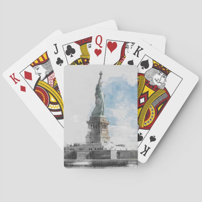 NYC Frihetsgudinnan Poker Cards - Manhattan Land Casinokort (Baksidan)