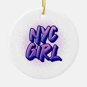 NYC Girl Graffiti Stil Julgransprydnad Keramik