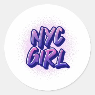 NYC Girl Graffiti Stil Runt Klistermärke