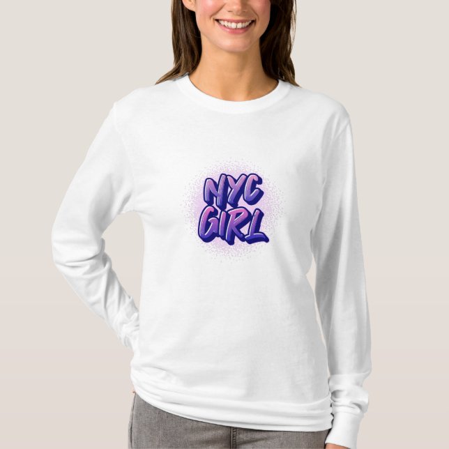 NYC Girl Graffiti Stil T Shirt (Framsida)