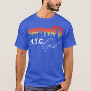 NYC Girl Retro Sunset City Skyline Souvenir T Shirt