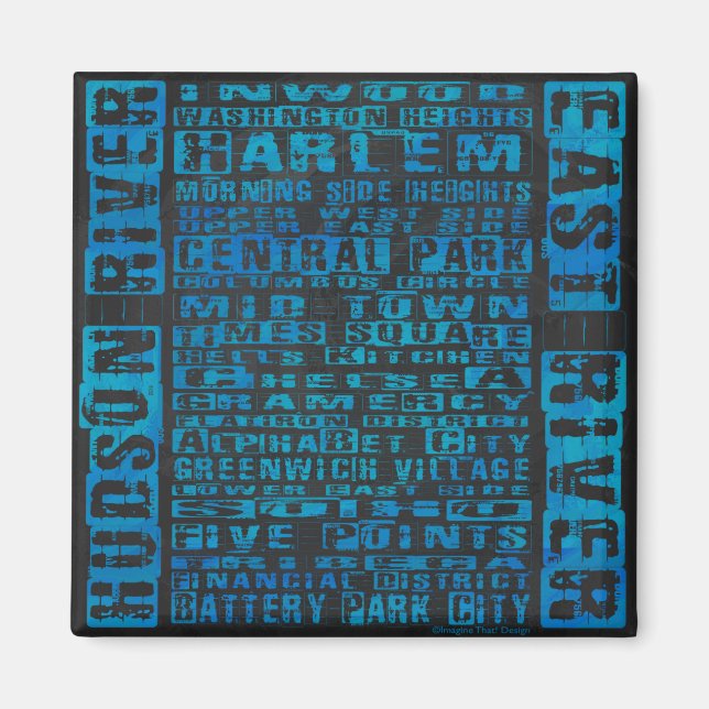 NYC-grannskapsblå Magnet (Framsidan)