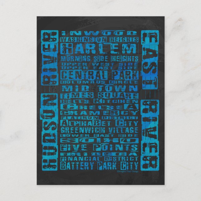 NYC-grannskapsblå Vykort (Framsida)