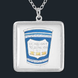 NYC Grekiska Middag i Lycklig till  kaffet Kopp Ne Silverpläterat Halsband<br><div class="desc">En originalmarkör för ett blått grekiskt middag-kaffe kopp,  där VI ÄR LYCKLIG TILL  DIG med ett roligt-typsnitt.</div>