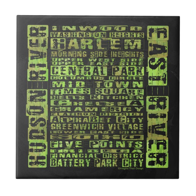 NYC-Grönten för grannskap Kakelplatta (Framsidan)