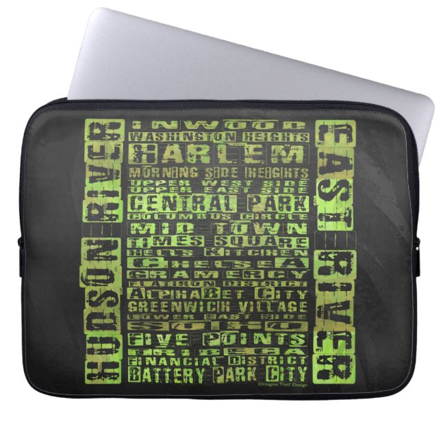 NYC-Grönten för grannskap Laptop Sleeve (Framsidan)