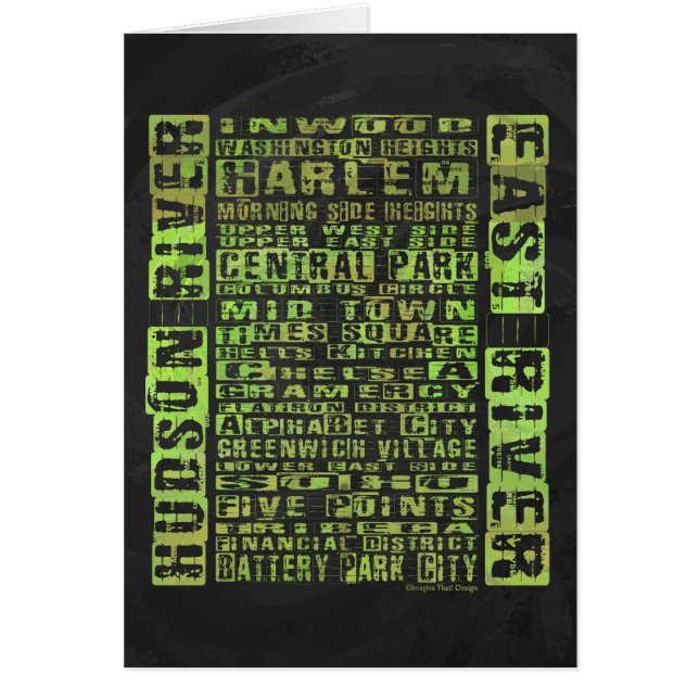 NYC-Grönten för grannskap OBS Kort (Framsidan)