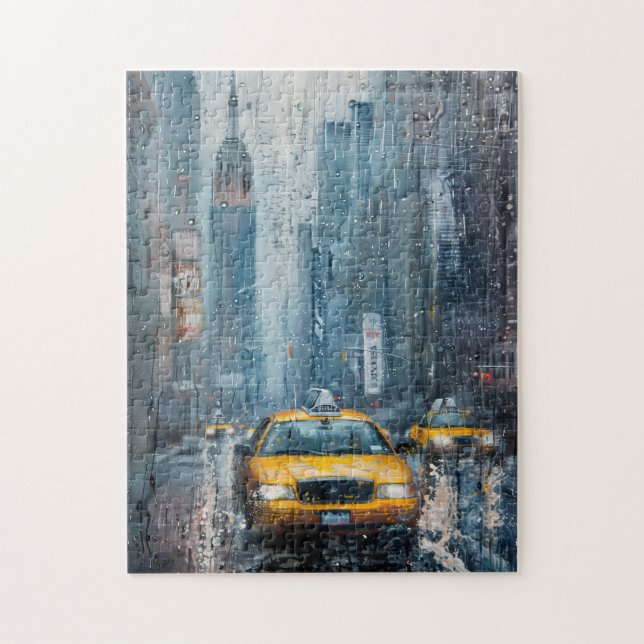 NYC Gult Cab I Pussel (Vertikal)