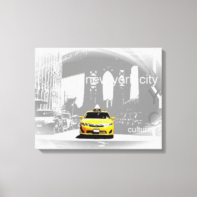 Nyc Gult Taxi Brooklyn Bridge Pop Art Bild (Framsida)