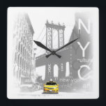 Nyc Gult Taxi Brooklyn Bridge Pop Art Bild Fyrkantig Klocka<br><div class="desc">New York City Nyc Gult Taxi Brooklyn Bridge Pop Art Bild</div>