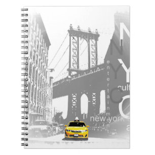 Nyc Gult Taxi New York City Brooklyn Bridge Play Anteckningsbok