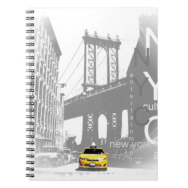 Nyc Gult Taxi New York City Brooklyn Bridge Play Anteckningsbok (Framsidan)