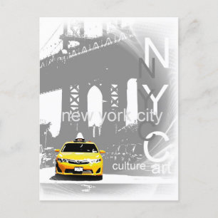 Nyc Gult Taxi New York City Brooklyn Bridge Vykort