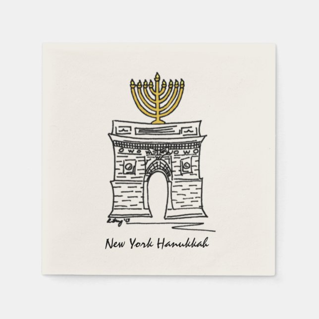 NYC Hanukkah Washington Square Arch Menorah Pappersservett (Framsidan)
