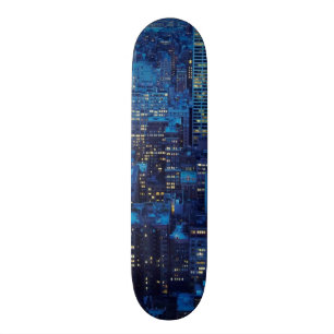 NYC-horisont, kickvinkel beskådar på skymningen Mini Skateboard Bräda 18,5 Cm