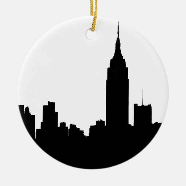 NYC-horisontSilhouette, empire state Bldg #1 Julgransprydnad Keramik (Framsidan)