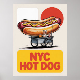 NYC Hot Dog Street Vendor Manhattan Matkonst Poster