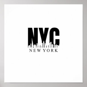 NYC i svartvitt med Skyline Poster