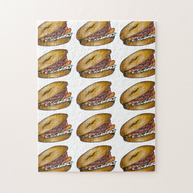 NYC Jewish Deli Bagel Capers Lox Cream Cheese Pussel (Vertikal)