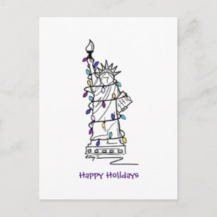 NYC Jul Hanukkah Frihetsgudinnan Helgdag Helg Vykort