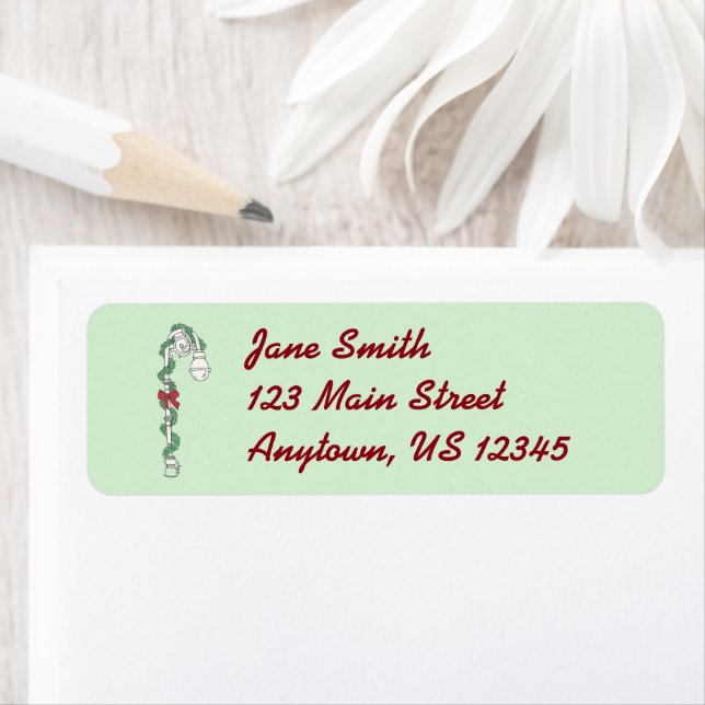 NYC Jul Street Lamp Holly New York City Returadress Etikett (Insitu)