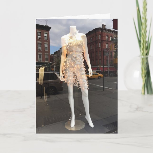 NYC Julbelys Affärsfönster Mannekäng Foto Helgkort (Framsida)