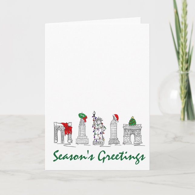 NYC Jultomten Träd, Helgdag för utandningsmärken Helgkort (Framsida)