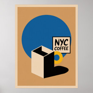 NYC Kaffe Kultur Manhattan Modern Minimalistisk Ko Poster