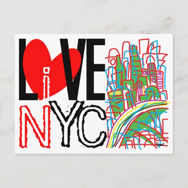 NYC-kort för kärlek och live i NYC-vykort Vykort (Framsida)