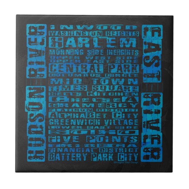 NYC-kvarter Blåa Kakelplatta (Framsidan)