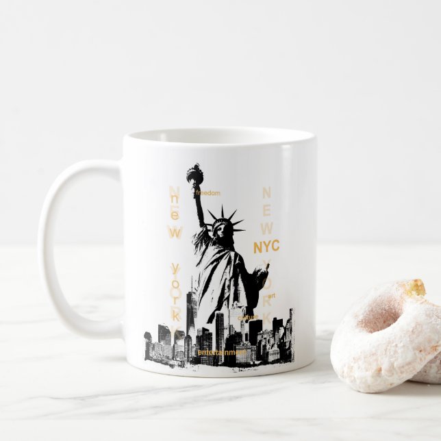 Nyc Liberty Statue New York Manhattan Anpassningsb Kaffemugg (Med munk)